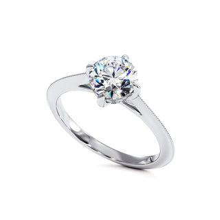 Bague Monceau, solitaire diamant de laboratoire, or blanc 18 carats ou platine 950 — Maison Laveran Paris