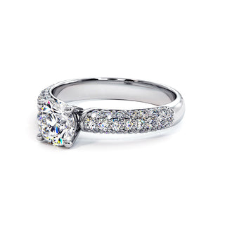 Bague Victor Hugo, diamant de laboratoire sur jonc pavé, or blanc 18 carats ou platine 950 — Maison Laveran Paris