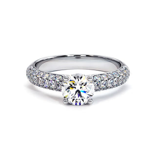 Bague Victor Hugo, diamant de laboratoire sur jonc pavé, or blanc 18 carats ou platine 950 — Maison Laveran Paris