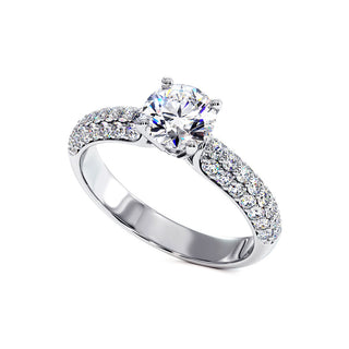 Bague Victor Hugo, diamant de laboratoire sur jonc pavé, or blanc 18 carats ou platine 950 — Maison Laveran Paris