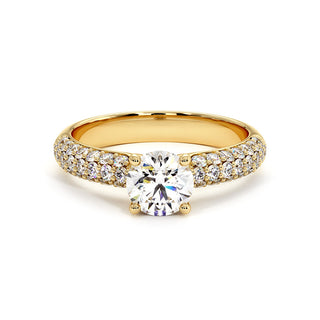 Bague Victor Hugo, diamant de laboratoire sur jonc pavé, or jaune 18 carats — Maison Laveran Paris