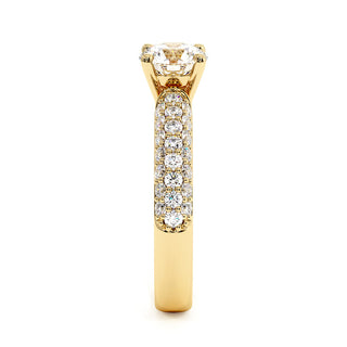 Bague Victor Hugo, diamant de laboratoire sur jonc pavé, or jaune 18 carats — Maison Laveran Paris