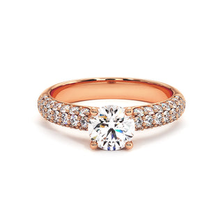 Bague Victor Hugo, diamant de laboratoire sur jonc pavé, or rose 18 carats — Maison Laveran Paris