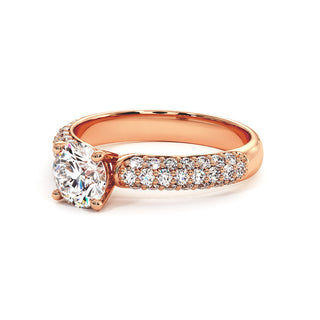 Bague Victor Hugo, diamant de laboratoire sur jonc pavé, or rose 18 carats — Maison Laveran Paris