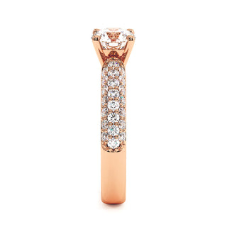 Bague Victor Hugo, diamant de laboratoire sur jonc pavé, or rose 18 carats — Maison Laveran Paris