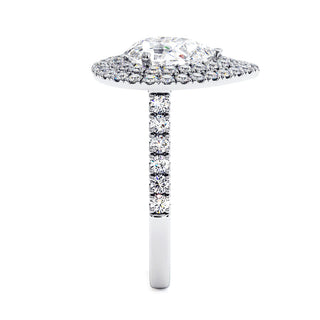 Bague Odéon Double Halo Poire, diamants de laboratoire, or blanc 18 carats ou platine 950 — Maison Laveran Paris