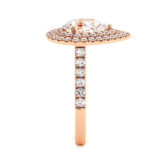 Bague Odéon Double Halo Poire, diamants de laboratoire, or rose 18 carats — Maison Laveran Paris