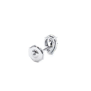 Boucles d'Oreilles Montaigne Diamant Poire, puces solitaires en diamants de laboratoire, or blanc 18 carats ou platine 950 — Maison Laveran Paris