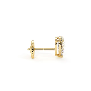 Boucles d'Oreilles Montaigne Diamant Poire, puces solitaires en diamants de laboratoire, or jaune 18 carats — Maison Laveran Paris