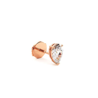 Boucles d'Oreilles Montaigne Diamant Poire, puces solitaires en diamants de laboratoire, or rose 18 carats — Maison Laveran Paris