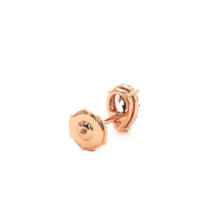 Boucles d'Oreilles Montaigne Diamant Poire, puces solitaires en diamants de laboratoire, or rose 18 carats — Maison Laveran Paris