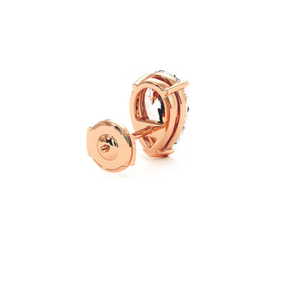 Boucles d'Oreilles Montaigne Diamant Poire, puces solitaires en diamants de laboratoire, or rose 18 carats — Maison Laveran Paris