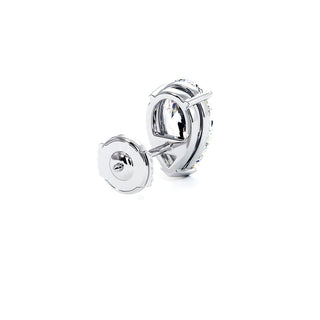 Boucles d'Oreilles Montaigne Diamant Poire, puces solitaires en diamants de laboratoire, or blanc 18 carats ou platine 950 — Maison Laveran Paris