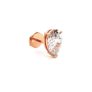 Boucles d'Oreilles Montaigne Diamant Poire, puces solitaires en diamants de laboratoire, or rose 18 carats — Maison Laveran Paris