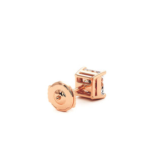 Boucles d'Oreilles Montaigne Diamant Princesse, puces solitaires en diamants de laboratoire, or rose 18 carats — Maison Laveran Paris