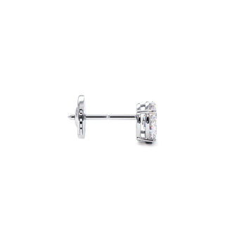 Boucles d'Oreilles Montaigne Diamant Ovale, puces solitaires en diamants de laboratoire, or blanc 18 carats ou platine 950 — Maison Laveran Paris