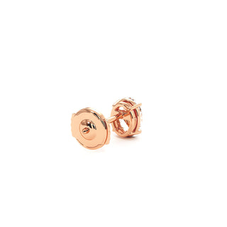 Boucles d'Oreilles Montaigne Diamant Ovale, puces solitaires en diamants de laboratoire, or rose 18 carats — Maison Laveran Paris