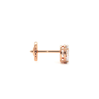 Boucles d'Oreilles Montaigne Diamant Ovale, puces solitaires en diamants de laboratoire, or rose 18 carats — Maison Laveran Paris