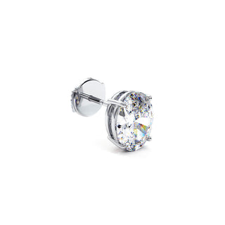 Boucles d'Oreilles Montaigne Diamant Ovale, puces solitaires en diamants de laboratoire, or blanc 18 carats ou platine 950 — Maison Laveran Paris