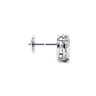 Boucles d'Oreilles Montaigne Diamant Ovale, puces solitaires en diamants de laboratoire, or blanc 18 carats ou platine 950 — Maison Laveran Paris