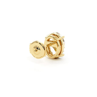 Boucles d'Oreilles Montaigne Diamant Ovale, puces solitaires en diamants de laboratoire, or jaune 18 carats — Maison Laveran Paris