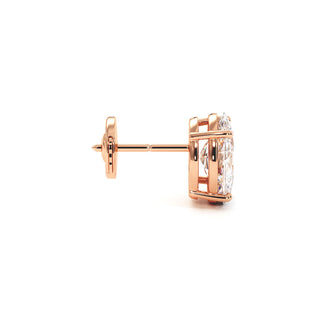 Boucles d'Oreilles Montaigne Diamant Ovale, puces solitaires en diamants de laboratoire, or rose 18 carats — Maison Laveran Paris
