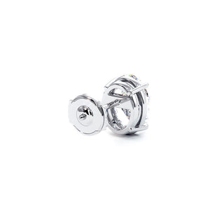 Boucles d'Oreilles Montaigne Diamant Ovale, puces solitaires en diamants de laboratoire, or blanc 18 carats ou platine 950 — Maison Laveran Paris