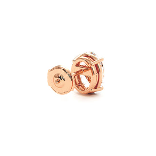 Boucles d'Oreilles Montaigne Diamant Ovale, puces solitaires en diamants de laboratoire, or rose 18 carats — Maison Laveran Paris