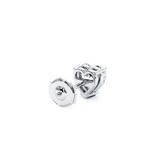 Boucles d'Oreilles Montaigne Diamant Cœur, puces solitaires en diamants de laboratoire, or blanc 18 carats ou platine 950 — Maison Laveran Paris