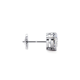 Boucles d'Oreilles Montaigne Diamant Cœur, puces solitaires en diamants de laboratoire, or blanc 18 carats ou platine 950 — Maison Laveran Paris