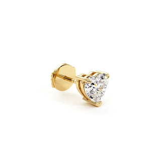Boucles d'Oreilles Montaigne Diamant Cœur, puces solitaires en diamants de laboratoire, or jaune 18 carats — Maison Laveran Paris