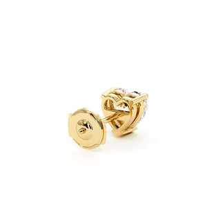 Boucles d'Oreilles Montaigne Diamant Cœur, puces solitaires en diamants de laboratoire, or jaune 18 carats — Maison Laveran Paris