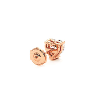 Boucles d'Oreilles Montaigne Diamant Cœur, puces solitaires en diamants de laboratoire, or rose 18 carats — Maison Laveran Paris