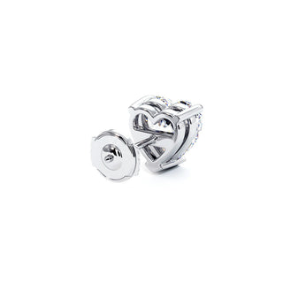 Boucles d'Oreilles Montaigne Diamant Cœur, puces solitaires en diamants de laboratoire, or blanc 18 carats ou platine 950 — Maison Laveran Paris
