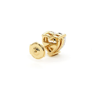 Boucles d'Oreilles Montaigne Diamant Cœur, puces solitaires en diamants de laboratoire, or jaune 18 carats — Maison Laveran Paris