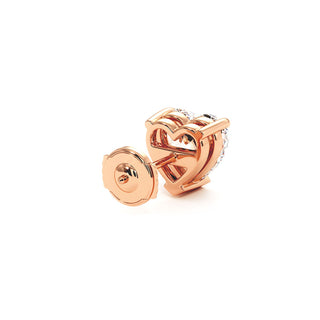 Boucles d'Oreilles Montaigne Diamant Cœur, puces solitaires en diamants de laboratoire, or rose 18 carats — Maison Laveran Paris