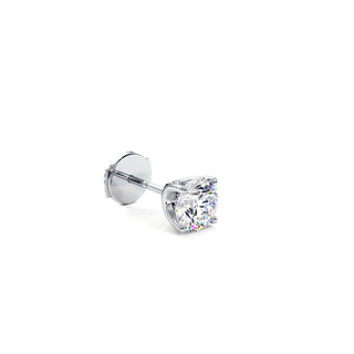 Boucles d'Oreilles Montaigne Diamant Rond, puces solitaires en diamants de laboratoire, or blanc 18 carats ou platine 950 — Maison Laveran Paris