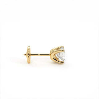 Boucles d'Oreilles Montaigne Diamant Rond, puces solitaires en diamants de laboratoire, or jaune 18 carats — Maison Laveran Paris