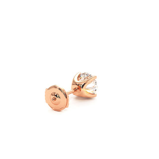 Boucles d'Oreilles Montaigne Diamant Rond, puces solitaires en diamants de laboratoire, or rose 18 carats — Maison Laveran Paris