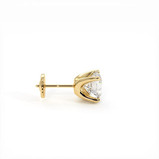 Boucles d'Oreilles Montaigne Diamant Rond, puces solitaires en diamants de laboratoire, or jaune 18 carats — Maison Laveran Paris