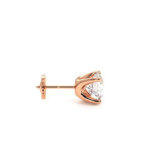 Boucles d'Oreilles Montaigne Diamant Rond, puces solitaires en diamants de laboratoire, or rose 18 carats — Maison Laveran Paris