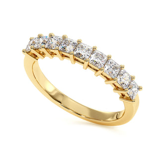 Demi-Alliance Montaigne Diamants Princesses, diamants de laboratoire, or jaune 18 carats — Maison Laveran Paris