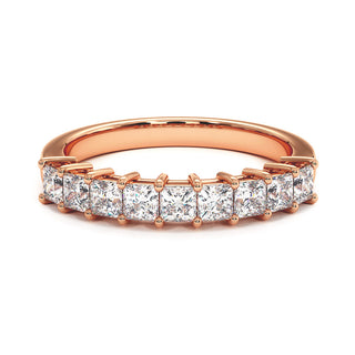 Demi-Alliance Montaigne Diamants Princesses, diamants de laboratoire, or rose 18 carats — Maison Laveran Paris