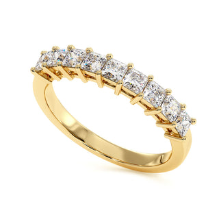 Demi-Alliance Montaigne Diamants Princesses, diamants de laboratoire, or jaune 18 carats — Maison Laveran Paris