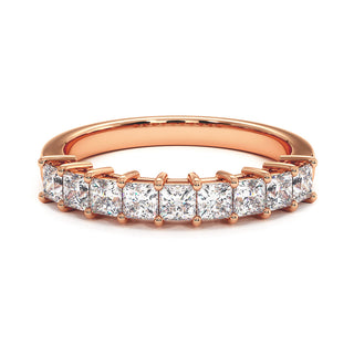 Demi-Alliance Montaigne Diamants Princesses, diamants de laboratoire, or rose 18 carats — Maison Laveran Paris