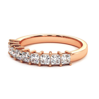 Demi-Alliance Montaigne Diamants Princesses, diamants de laboratoire, or rose 18 carats — Maison Laveran Paris