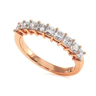 Demi-Alliance Montaigne Diamants Princesses, diamants de laboratoire, or rose 18 carats — Maison Laveran Paris