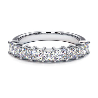 Demi-Alliance Concorde Diamants Princesses, diamants de laboratoire, or blanc 18 carats ou platine 950 — Maison Laveran Paris