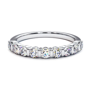 Demi-Alliance Montaigne Barrettes, diamants de laboratoire, or blanc 18 carats ou platine 950 — Maison Laveran Paris