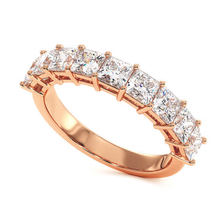 Demi-Alliance Concorde Diamants Princesses, diamants de laboratoire, or rose 18 carats — Maison Laveran Paris